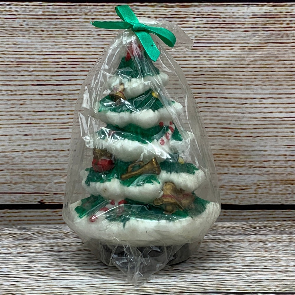 Vintage K-mart Christmas Tree Figurine Candle‎ Holiday Decoration 1980s Sealed
